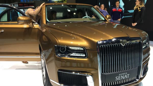 The Russian brand Aurus presents its luxury, armored and hybrid limousine, the Senat, in Geneva. The Russian brand Aurus presents its luxury, armored and hybrid limousine, the Senat, in Geneva.